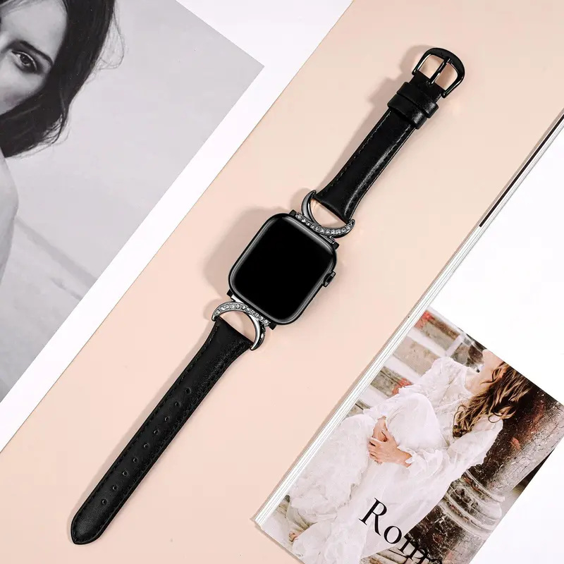 Fashionable Faux Leather Watch Band (Band Only), 1 Count C-shaped Buckle Watch Band for Apple Watch Series 10/9/SE/8/7/6/5/4/3/2/1, Smart Watch Accessories, Wearable, Smartwatch Strap 4