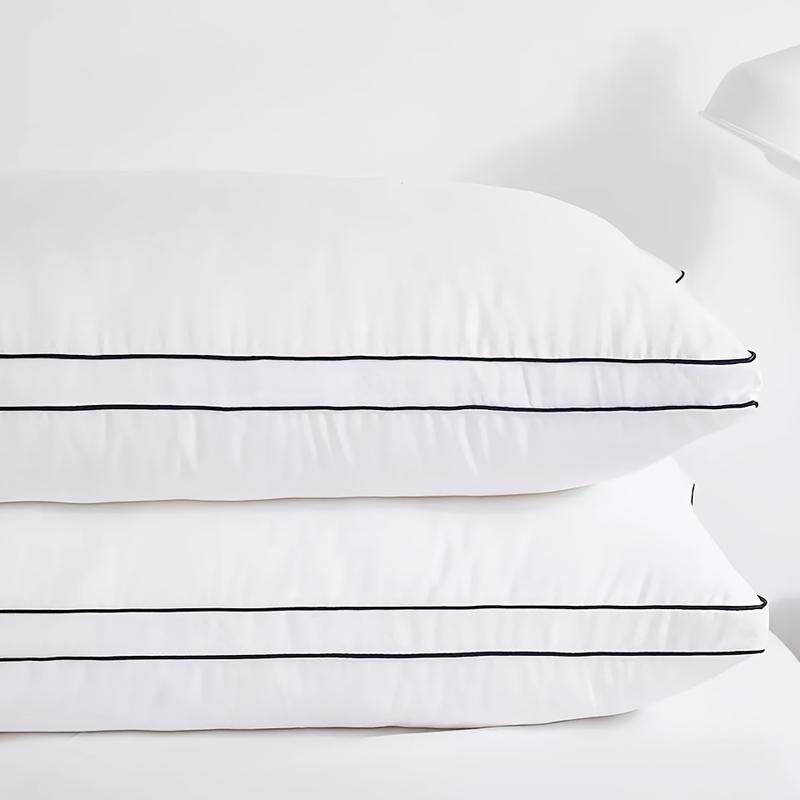 Product Introduction of 1pc Hotel Quality Gusseted Bed Pillow for Back, Stomach & Side Sleepers - Soft White Polyester with Black Piping, Machine Washable, Zipper Closure, Perfect for All Sleep Positions, Pillows for Sleeping 5
