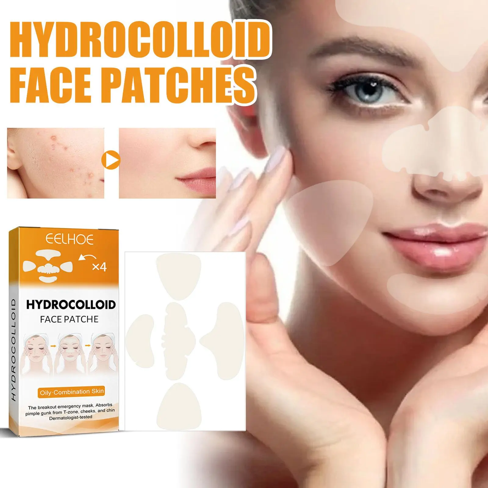 Patch Face Hydrocolloid Face Mask For Acne 5 Large Pimple Patches For Zit Breakouts On Nose Chin Forehead Cheeks