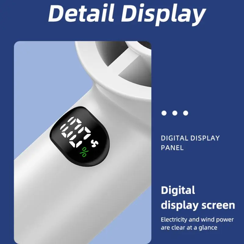 Adjustable Gear Handheld Fan with Built-in Hook, Rechargeable Fan with Digital Display, Portable Cooling Fan for Outdoor, Home, Office 4