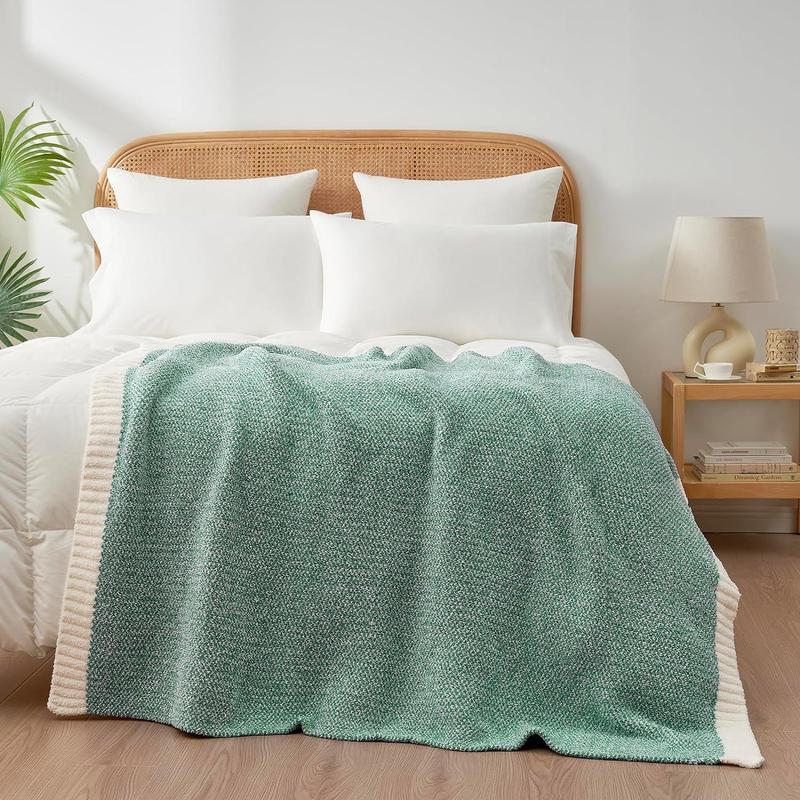 Product Introduction of Solid Color Throw Blanket, 1 Count Reversible Soft Knitted Blanket, Warm Cozy Knit Fuzzy Plush Lightweight Throws for Sofa, Bed, Camping, Picnic 9