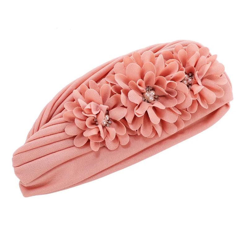 Product Introduction of Fashion Women Diamonds Flower Turban Cap Soild Color Muslim Headscarf Bonnet Inner Hijabs Arab Head Wraps Hat 15