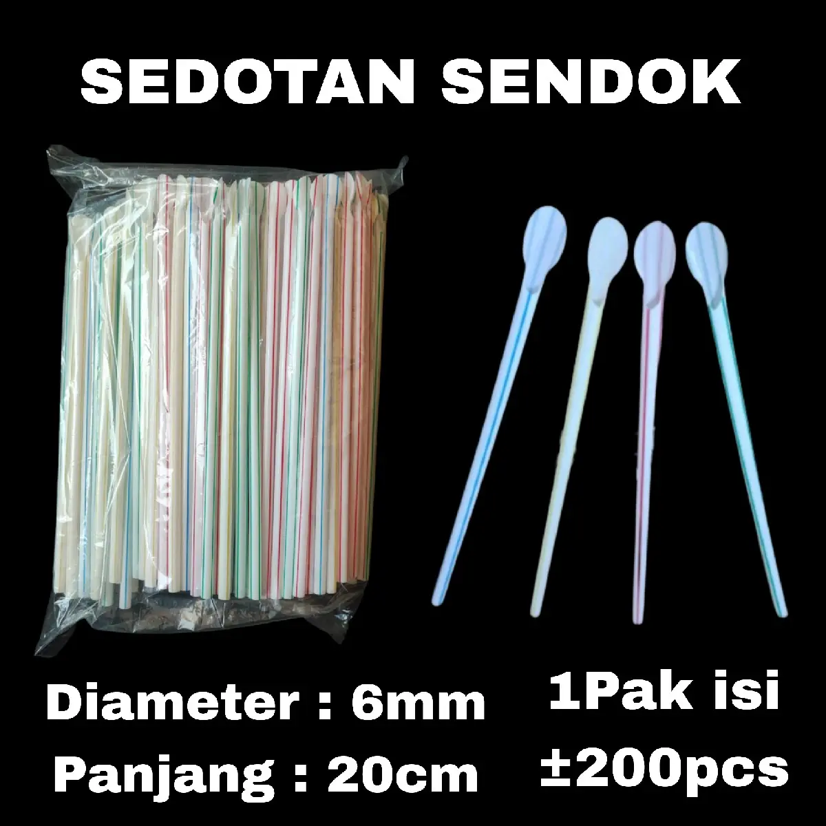 [200 Pcs] Sedotan Sendok Plastik / Sedotan Spoon /Sedotan Pop Ice / Sedotan Sendok Salur