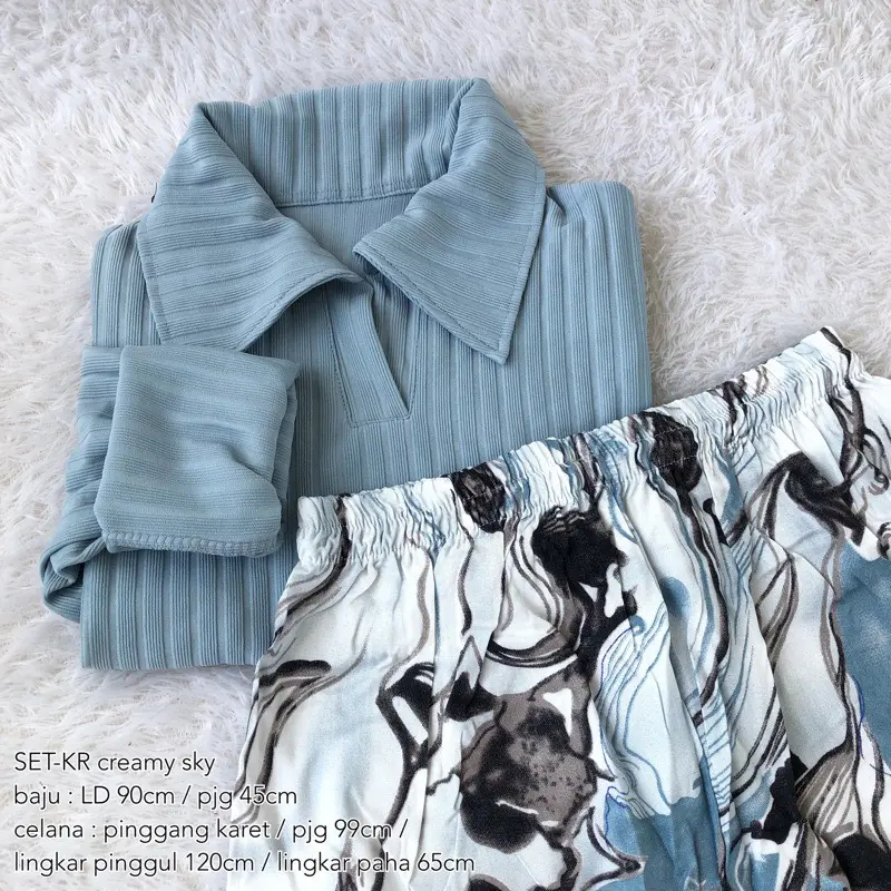 Set Baju Celana Wanita Setelan Panjang Wanita Nyaman Dewasa Katun 4