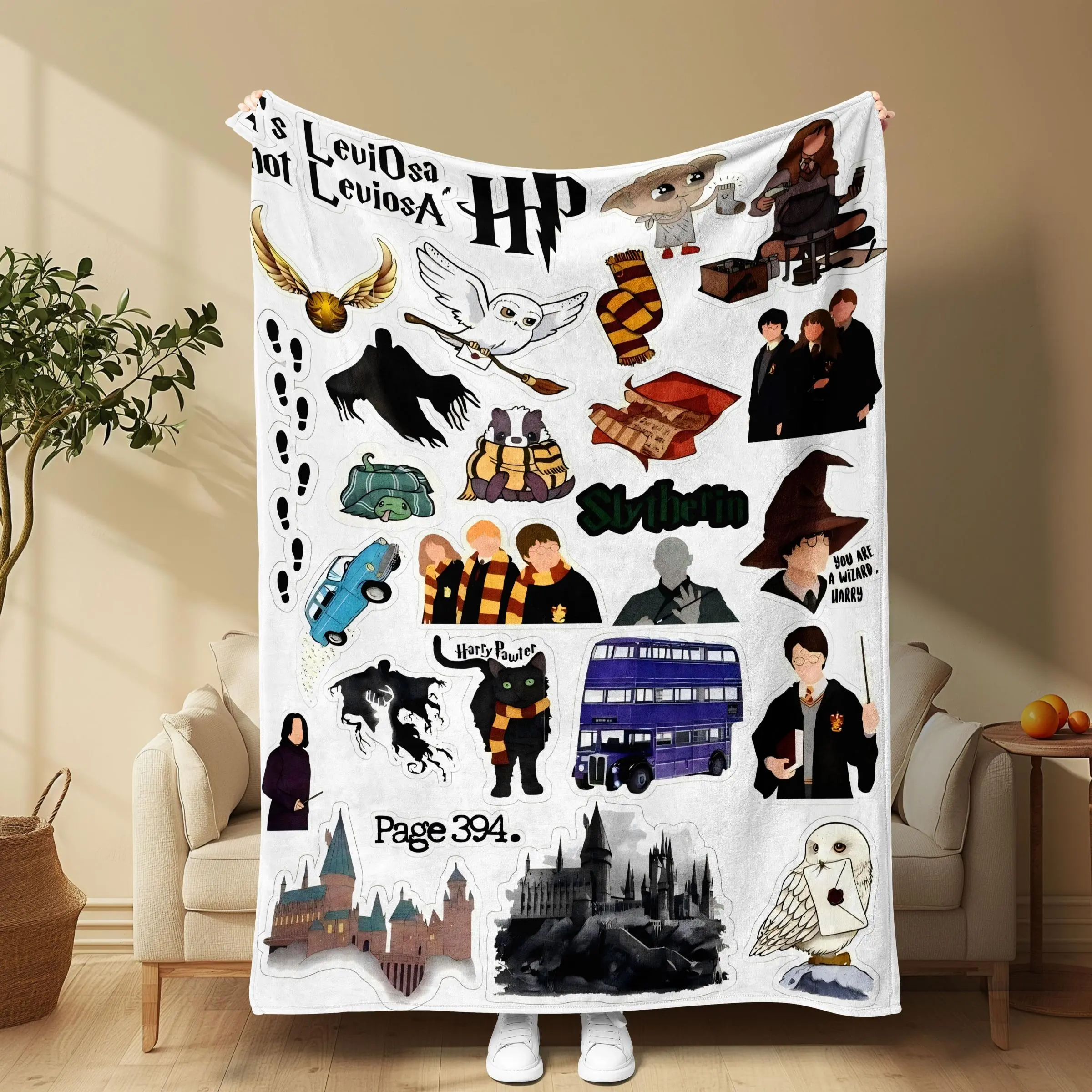 Harry Potter Pattern Blanket, Soft Comfortable Throw Blanket, Comfy Bedding Blankets, Warm Napping Blanket for Home Office Travel Camping