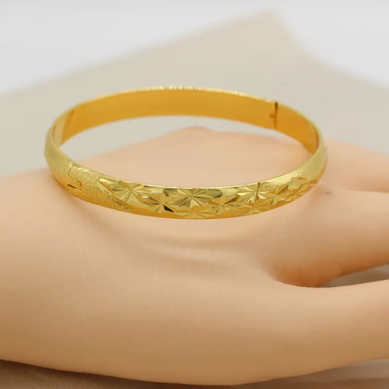 Vintage Tribal 24K Plated Openable Bangle - Copper Material, No Mosaic, Ideal for Daily Wear & Gifts - Middle East Dubai Style Fashion Women'S Cuff Bracelet (Pcs of 1) 4