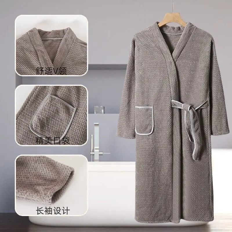 Autumn and Winter New Bathrobe Bath Skirt Couple Wear-Resistant Bath Towel Men and Women Soft Quick-Drying Long Sleeve Full Body Long Bath