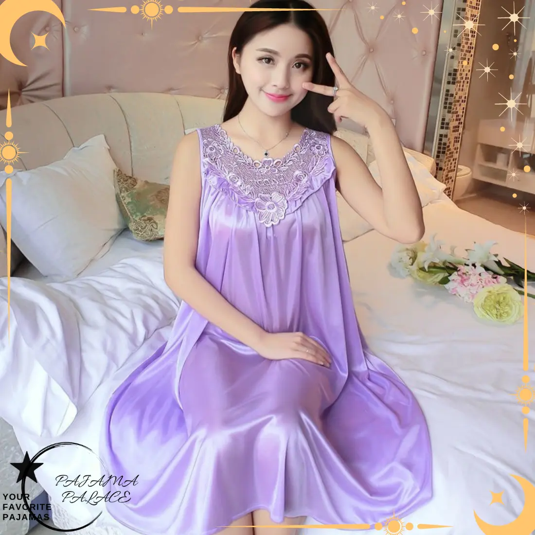 [BEST SELLER PAJAMA] Daster Lingerie Baju Tidur Wanita SIZE XXL Satin Piyama Dewasa Panjang Spendex Renda Dress Gaun 1108