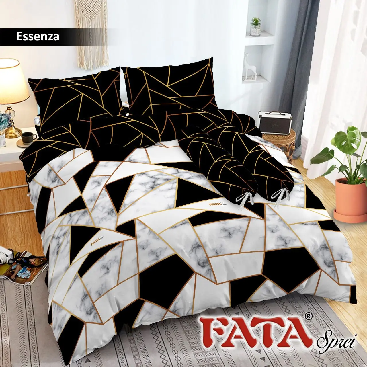 FATA BEDCOVER SET ESSENZA KING 180X200X20 & QUEEN 160X200X20 BEDCOVER SAJA Karet Bantal Kasur