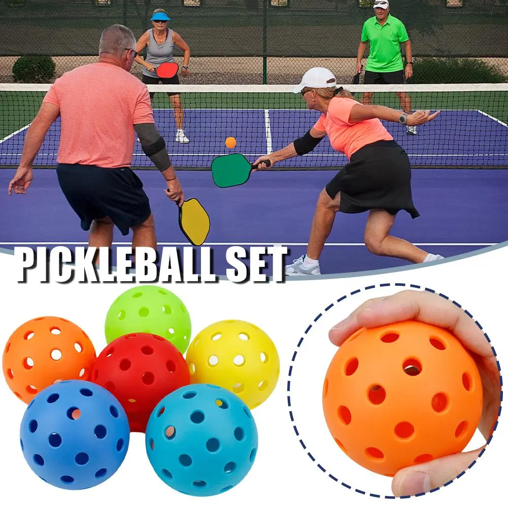 Pickleball Balls 6 Pcs Pack 40 Holes Outdoor Pickle Balls Durable Pickleball 74mm For All Style Paddles