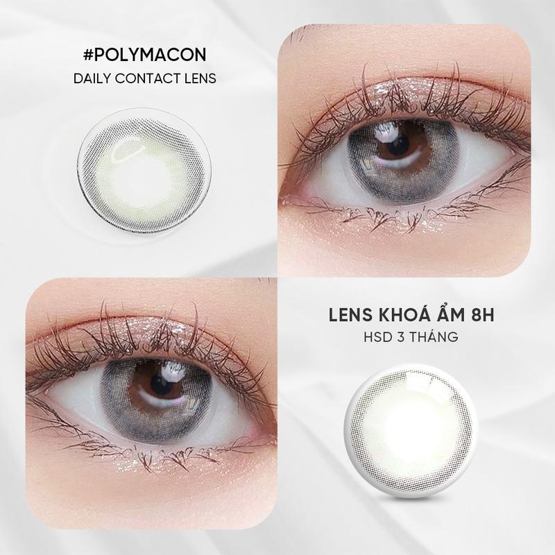 Kính áp tròng khoá ẩm 8H 3 Tháng CARASE, Lens cận màu xám RUSS GRAY (1 chiếc)