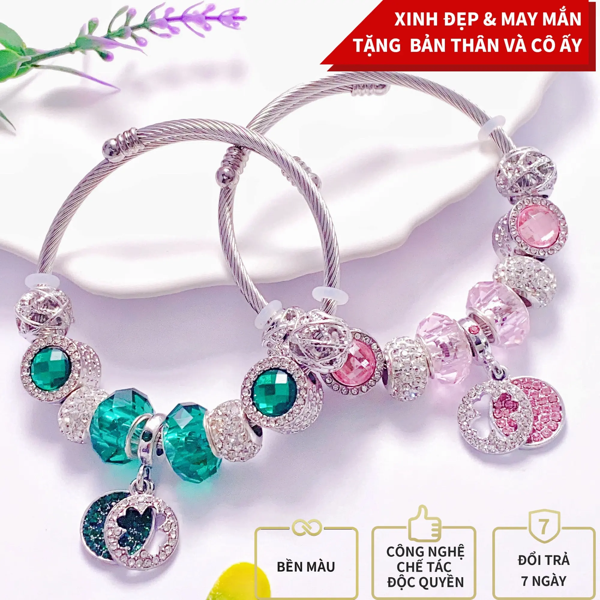 [SẢN PHẨM BÁN CHẠY] Lắc tay Cha.r.m cỏ 4 lá xinh xắn phụ kiện xinh