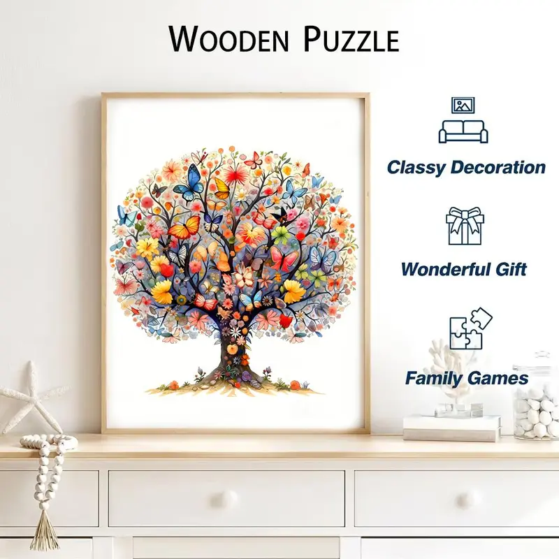 Wooden Puzzle, Creative Life Tree Shaped Jigsaw Puzzle, Educational Toy for Adults & Teens, Birthday Gift, Home Decor, Gift for Her, Men's Gift 5