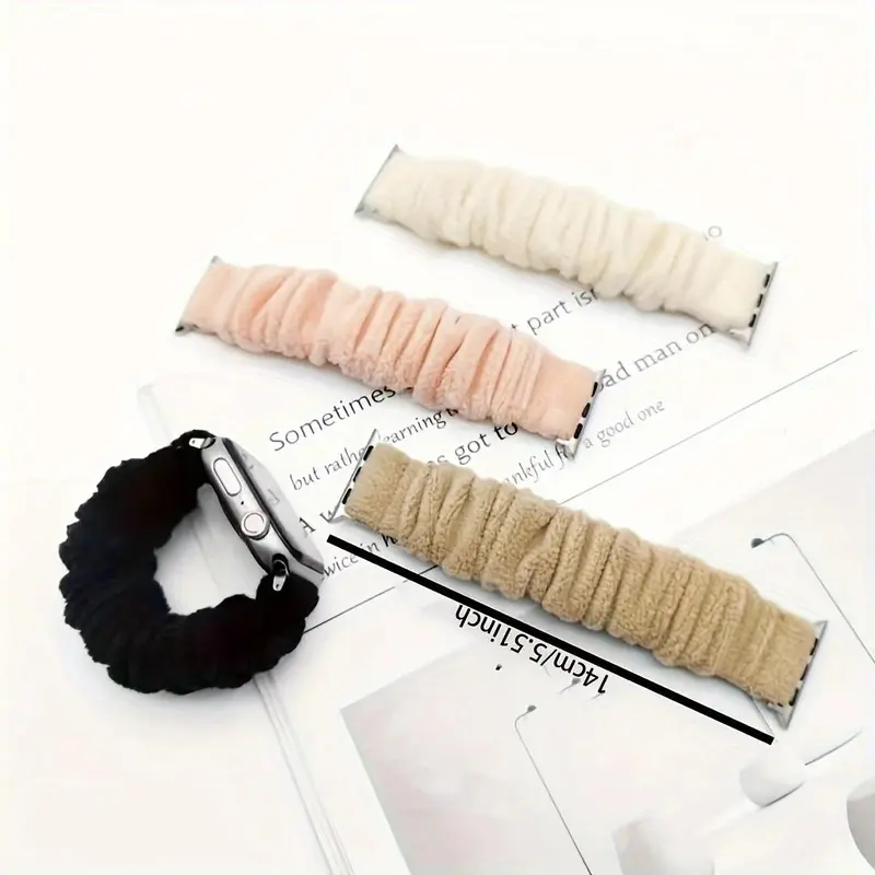Solid Color Watch Band (Band Only), Warm Watch Band for Apple Samsung iWatch, Wearable Accessories Compatible with i1/2/3/4/5/6/7/8/9 & SE/Ultra Models, Pink 1