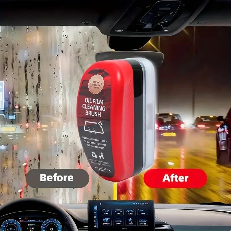 Car Windshield Oil Film Cleaning Brush, Portable Car Windshield Anti-fog Cleaning Brush, Rainproof Waterproof Coating Brush, Car Cleaning Tool, Detailing Products 5