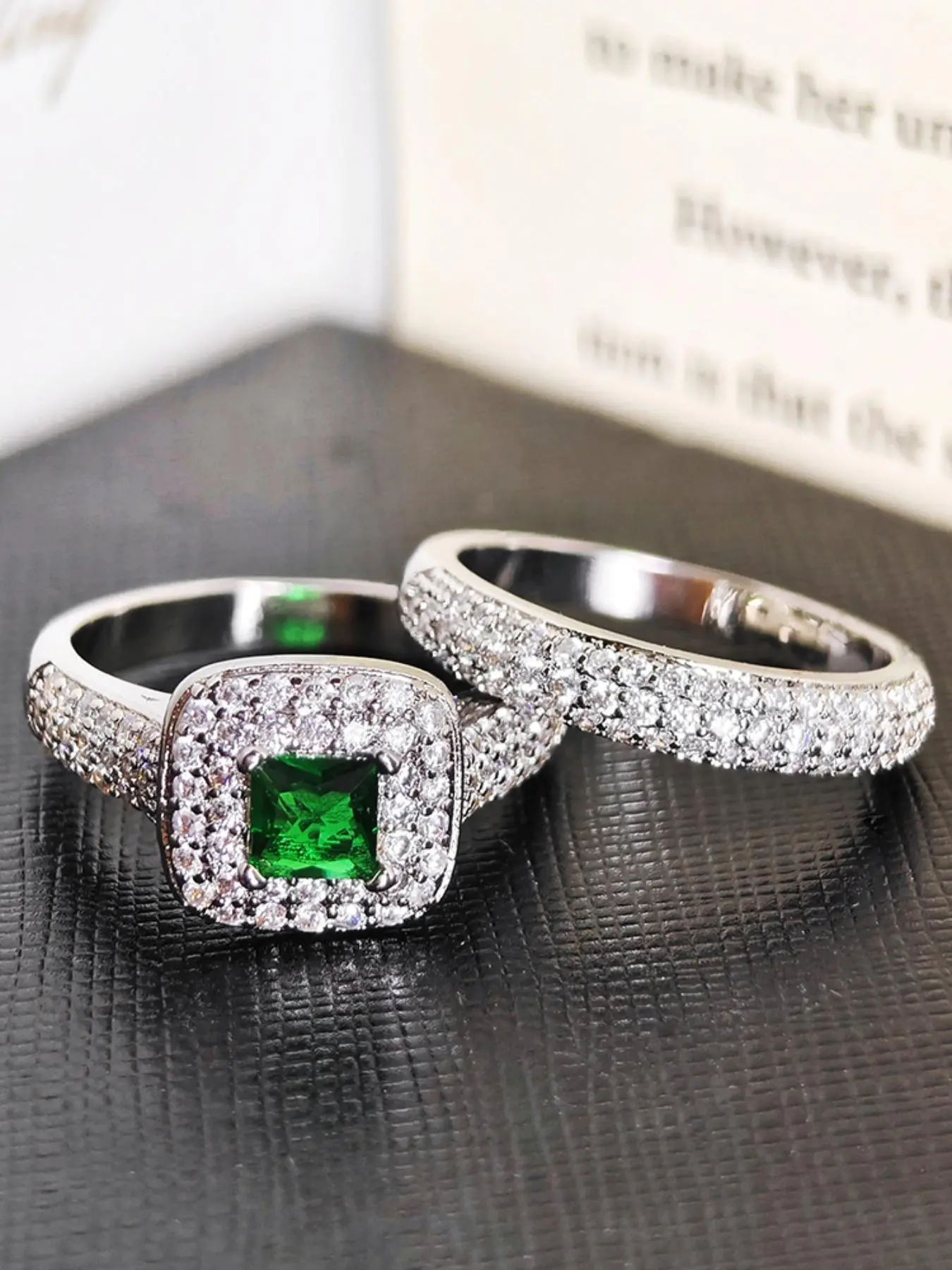 2pcs/set Luxury Elegant Fashion Rhinestone Decorated Ring, For Couple For Engagement Gift, Valentine's Day, Gift