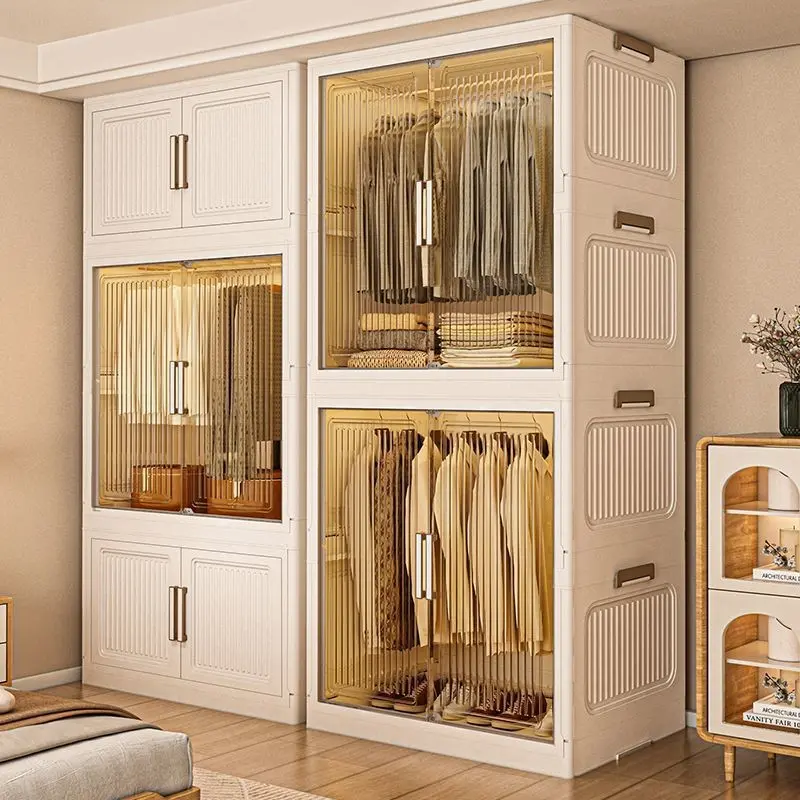 【SG Sales】Foldable Wardrobe Baby Wardrobe Cabinet Storage Snacks Storage Installation-Free Bedroom Multi-Layer Clothing Storage Cabinets Baby Wardrobe Toys Snack Storage