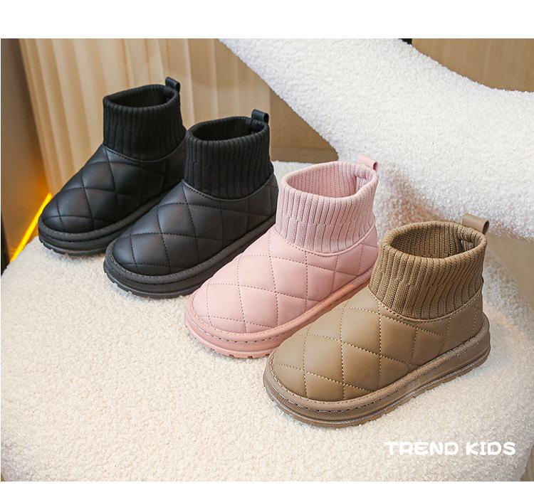 Product Introduction of Children's Boots Sock Style Snow Boots Girls Short Boots Kids Cute Sewing Autumn Winter New Warm Cotton Shoes for Boys Unisex PU 3