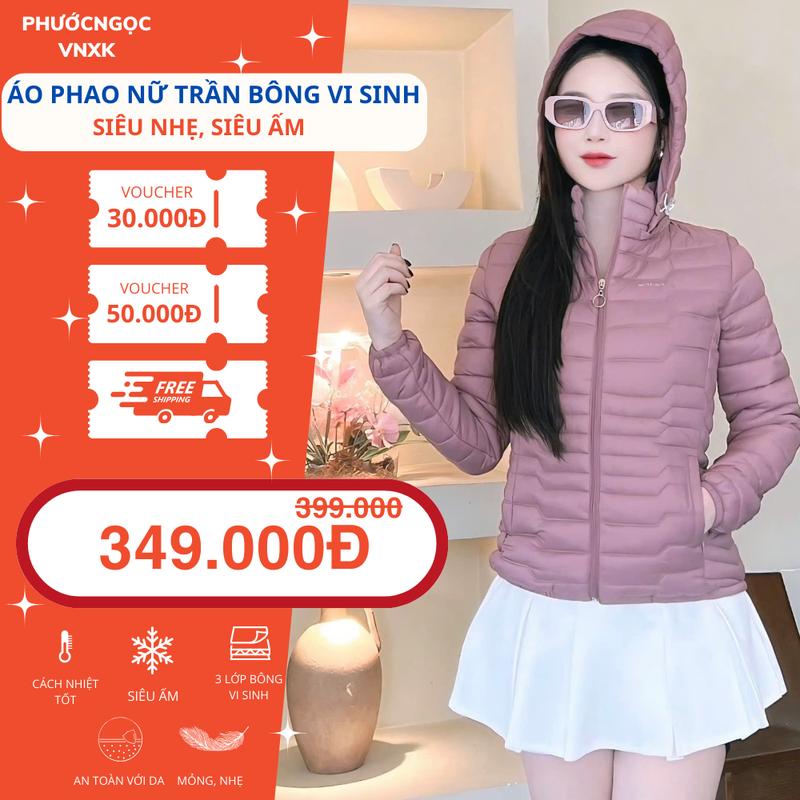 [ NEW ] Áo Khoác  Mùa Đông Nữ  Siêu Nhẹ , Trần Bông, Có Túi Trong Đầy Đủ ,Women,có màu Jacket Xanh Lá Top Denim Có Túi  áo  phao tay dài aopha  onu áo phao  trám phao  nâu