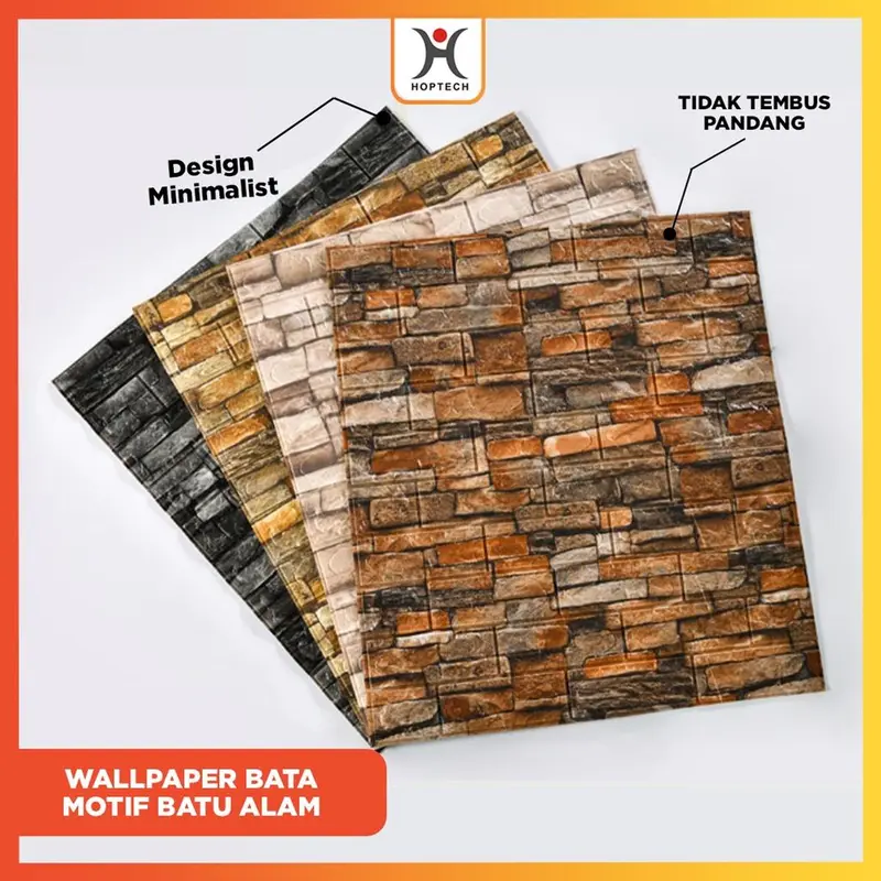 Wallpaper 3D foam Motif Batu Alam 70 x 77 CM Timbul Dekorasi Kertas 0