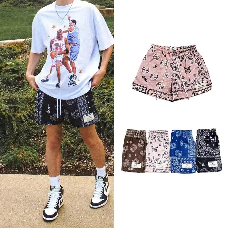 RYOKO RAIN Shorts Summer Gym Breathable Mesh Shorts Quick Drying Basketball Sport Pants Flower Pattern Basic Short
