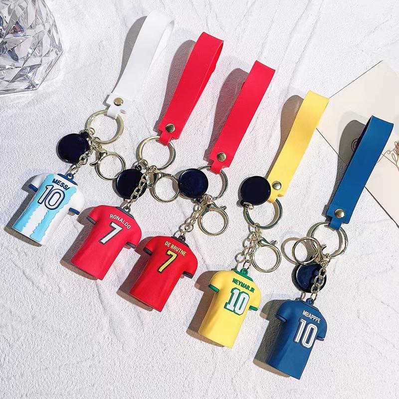 Product Introduction of Football No. 7 No. 10 Jersey Keychain Doll Couple Bags Schoolbag Pendant Car Key Chain 0