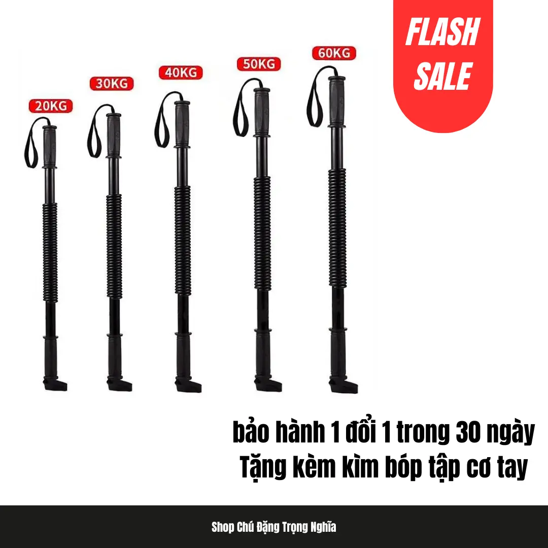 [ Tặng kìm bóp ] Thanh Bẻ Lò Xo, Dụng cụ tập gym tại nhà, dụng cụ tập luyện tăng cơ bắp, thanh power twister từ 20kg - 30kg -40kg - 50kg - 60kg