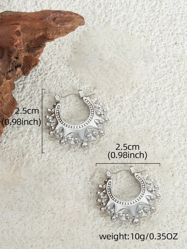 Vintage Metal Gear Hoop Earrings for Women, Summer 2024 Fashion Accessories, Girly Accessories, Stainless Steel Vintage Retro Jewelry for Party, Trendy Gorgeous Earrings As Birthday Gift for Girlfriend 3