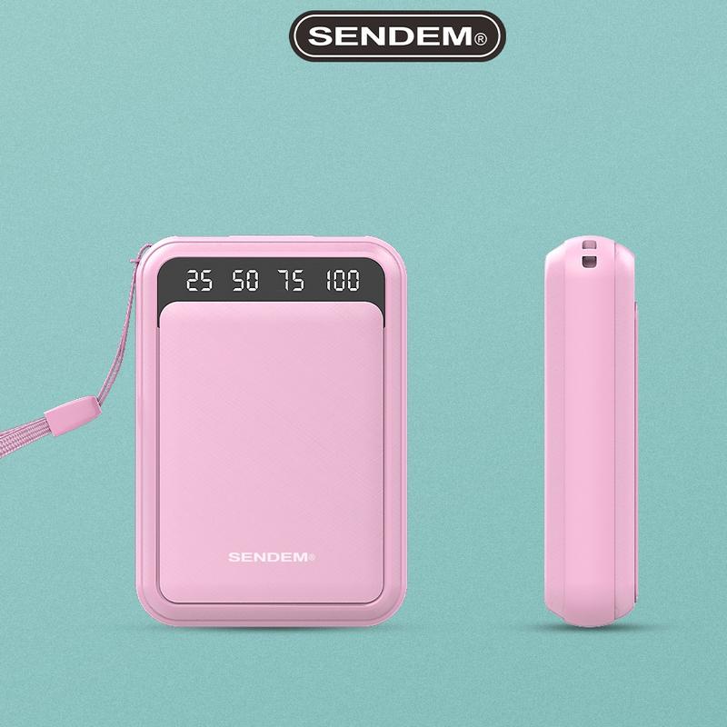 Sạc phòng Sendemn 10000mAh 2 giắc cắm - thời trang nhỏ gọn thiết bị cầm tay tụ hợp dây sạc tiện dụng 3