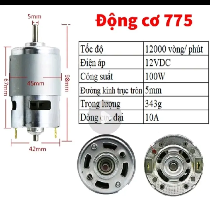 moto 775 điện áp 12V trục D