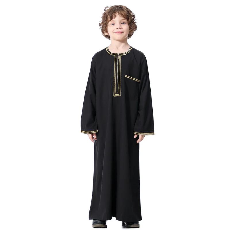 Product Introduction of Dubai Embroidery Patchwork Hijab Abayas Ramadan Muslim Clothing Boys Abaya Jilbab Khimar Turkey Kaftan Moroccan Islam Long Robe 14