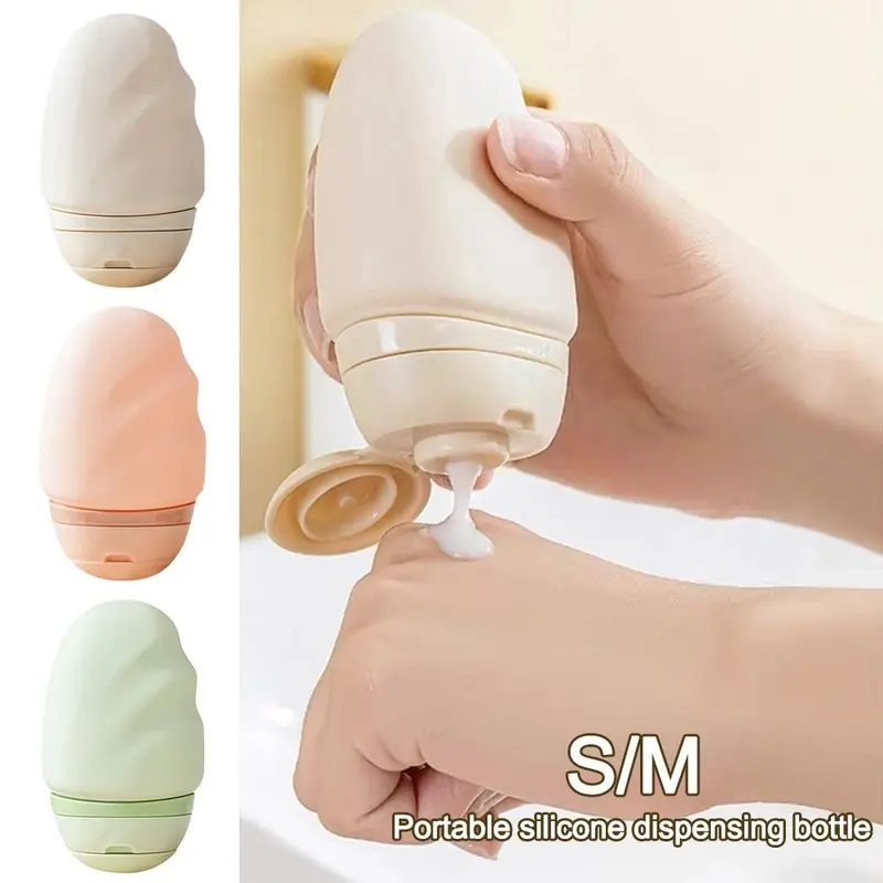 Chai Lưu Trữ Cầm Tay Chai Xẻ Tà, Có Kích Thước 55ml Và 85ml, Nắp Đẩy Lên, Làm Bằng Silicon, Thích Hợp Đi Du Lịch, Chống Rò Rỉ, Chai Rỗng, Có Thể Nạp Lại 0