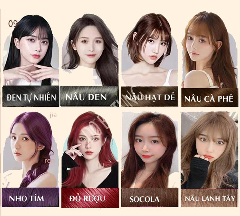 DẦU GỘI NHUỘM, 9 MÀU, (video), LÊN MÀU CHUẨN SALON, HỘP 10 GÓI 30ml Women Nữ Nhuộm Tóc Đổi Màu Tóc nhuốc  nhuộm nhuốc  nhuộm daugoiphub  acthaoduoc