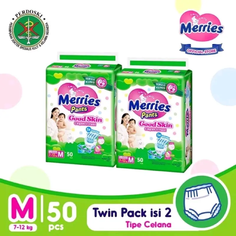 (2BALL) MERRIES PANTS GOOD SKIN M50 L44 XL38 XXL28 Diapers Bayi 2