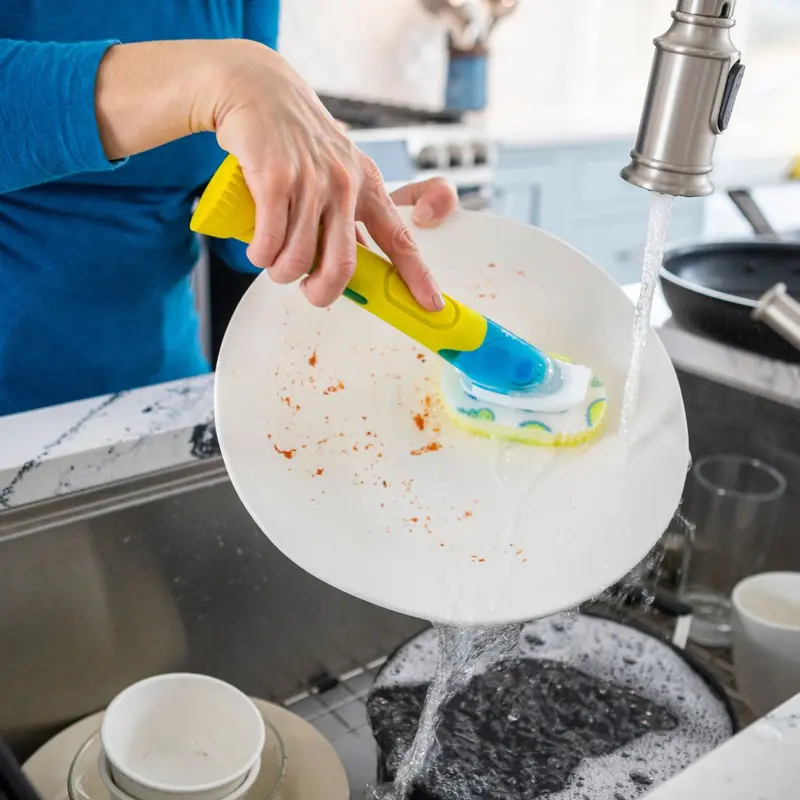 Cọ rửa chén bát Dish Daddy -  Đầu cọ có thể tháo rời, Giá đỡ nhỏ giọt, Màu vàng 5