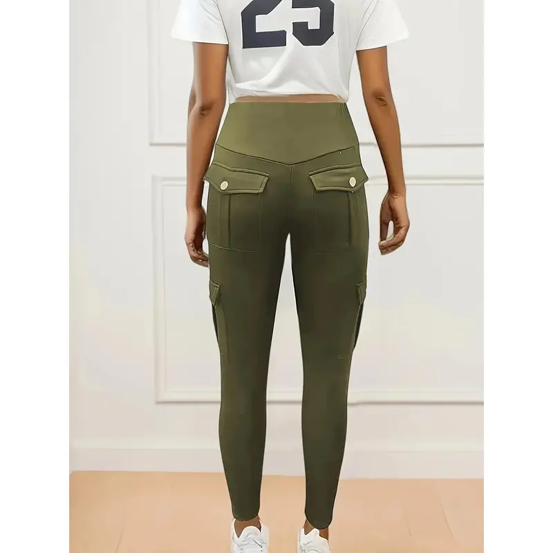 Womens Butt Lifting Leggings with Flap Pockets High Waist Tummy Control Workout Cargo Leggings Yoga Pants 7