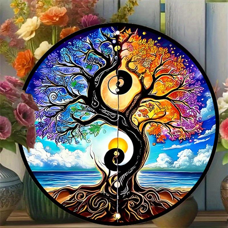 Product Introduction of Colorful Yin Yang Tree Ocean Sunset Metal Wall Art - Vibrant Round Poster for Bar, Cafe, Beach House, Backyard - Ideal for Artistic Spaces, Coastal Home Decor, 2D, Perfect for Room Decor 17