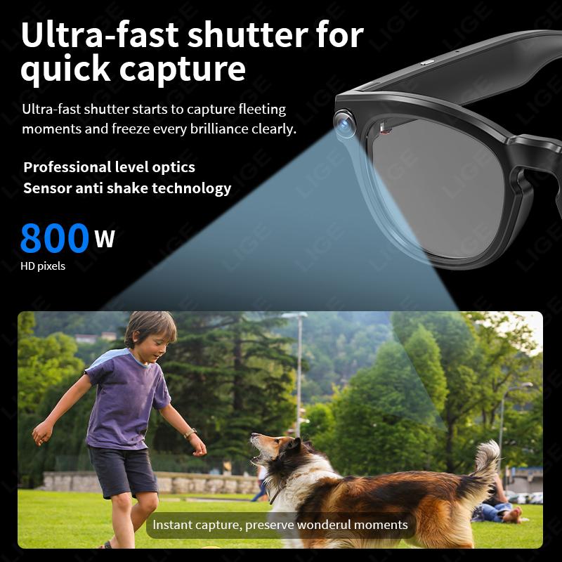 LIGE Smart AI Glasses 800W 4K HD Camera Shooting Video 290mAh Chat Voice Control Translation Bluetooth Call Color-change Lenses - Image 3