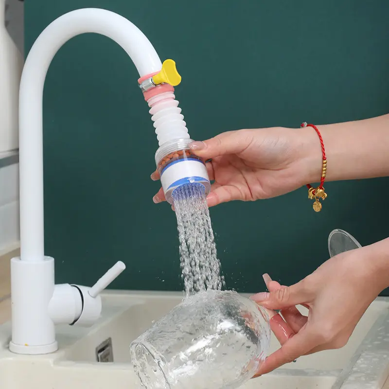 Vòi lọc nước 3 tầng , Tăng áp xoay 360 độ, Có thể kéo dài chống bắn nước, Đầu lọc nước gắn vòi nước bồn rửa chén T19 8