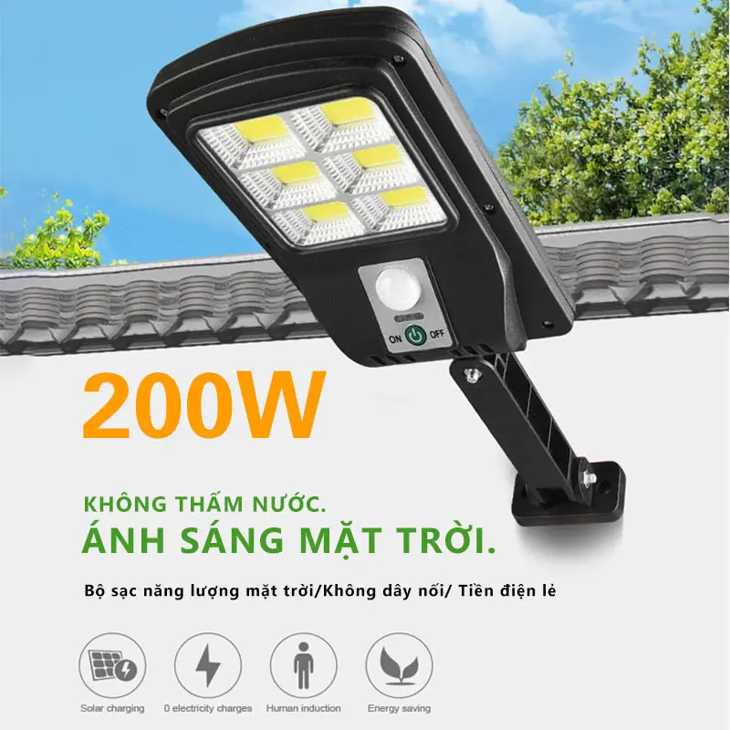 Đèn Năng Lượng Mặt Trời - Đèn Led 6 Bóng Kèm Điều Khiển, Chống Trộm Hiệu Quả