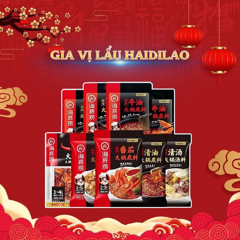 Cốt lẩu Haidilao có nhiều vị, Gia Vị hot pot Cay 1 gói cho 3-6 người ăn