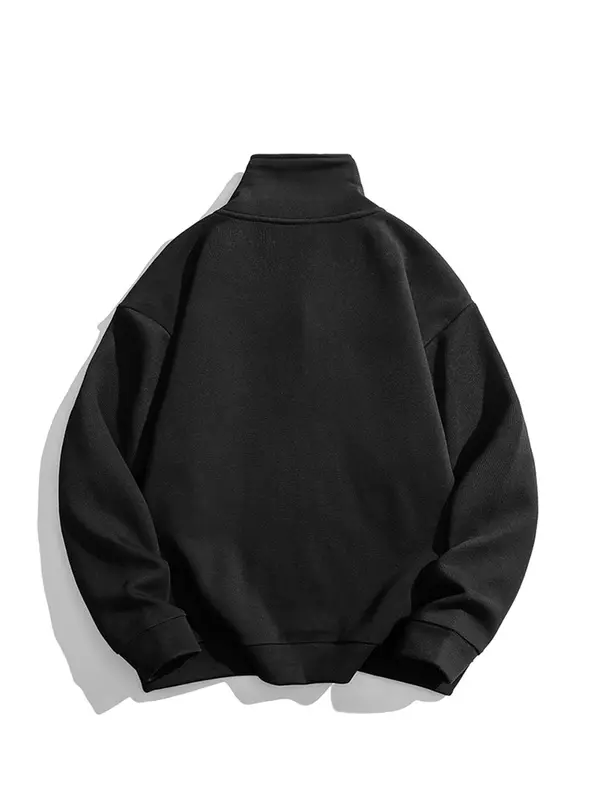 Men's Solid Half Zip Up Top & Pants Two-piece Set, Casual Long Sleeve Sweatshirt & Trousers for Spring & Fall, Men's Two-piece Outfits for Daily Wear 2