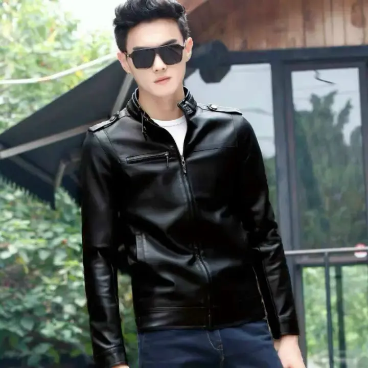 Áo Khoác Da Nam Khóa Kéo Thiết Kế Chuẩn Form Phong Cách Hàn Quốc Menswear Jacket