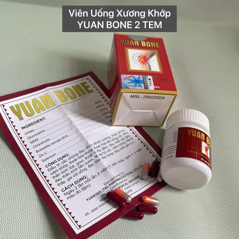 (Combo 5 hộp) Viên uống xương khớp Yuan Bone hộp 40 viên daukhop 6