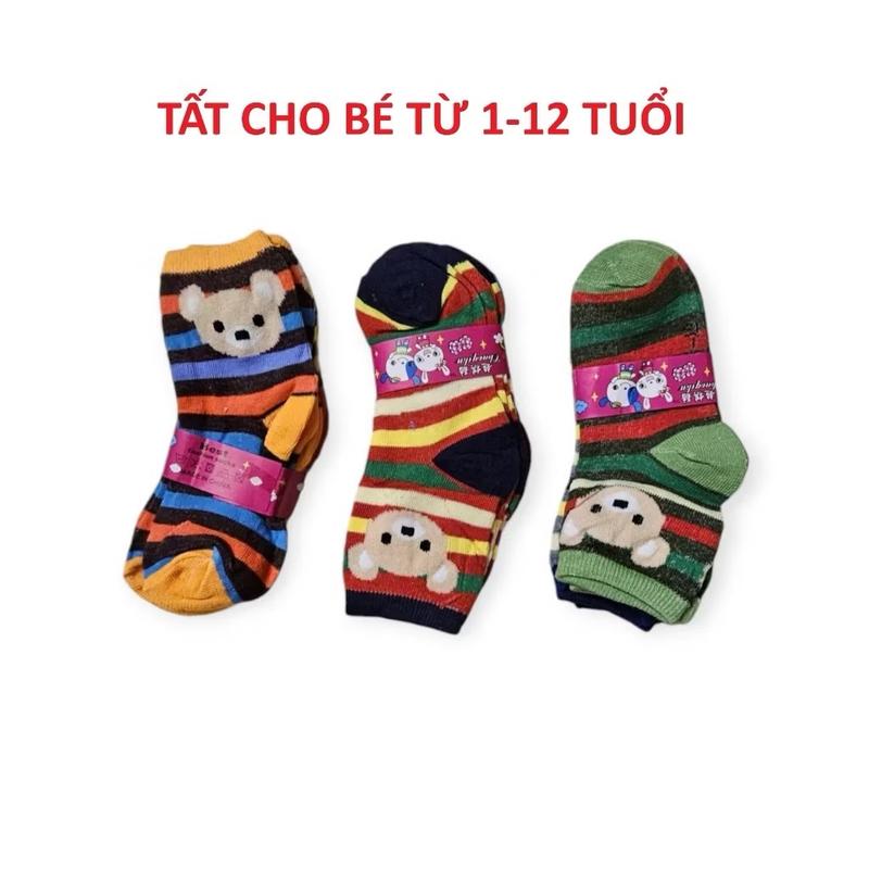 Lố 12 đôi Tất cho bé từ 1-12 tuổi siều dày siêu ấm vớ chân cho bé tất trẻ em Màu Ngẫu nhiên