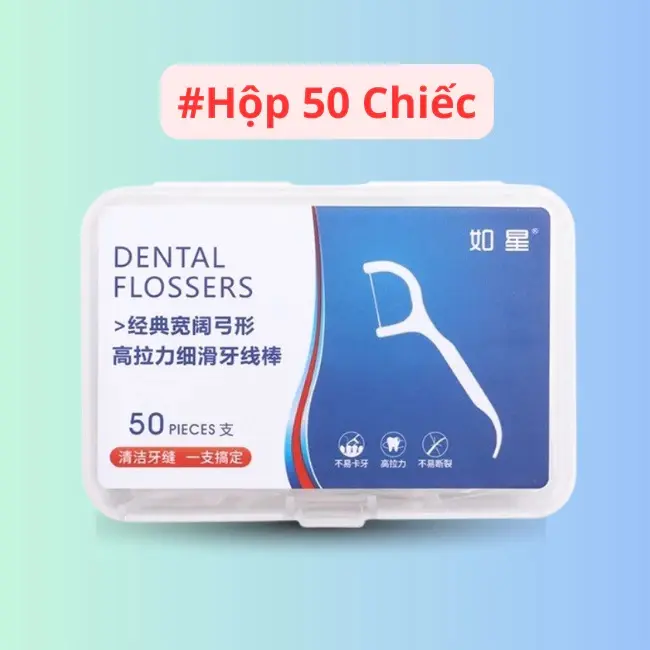 Tăm Chỉ Nha Khoa Hộp 50 Cây Dental Flossers - làm sạch răng miệng,vệ sinh kẽ răng chân nướu tiệt trùng