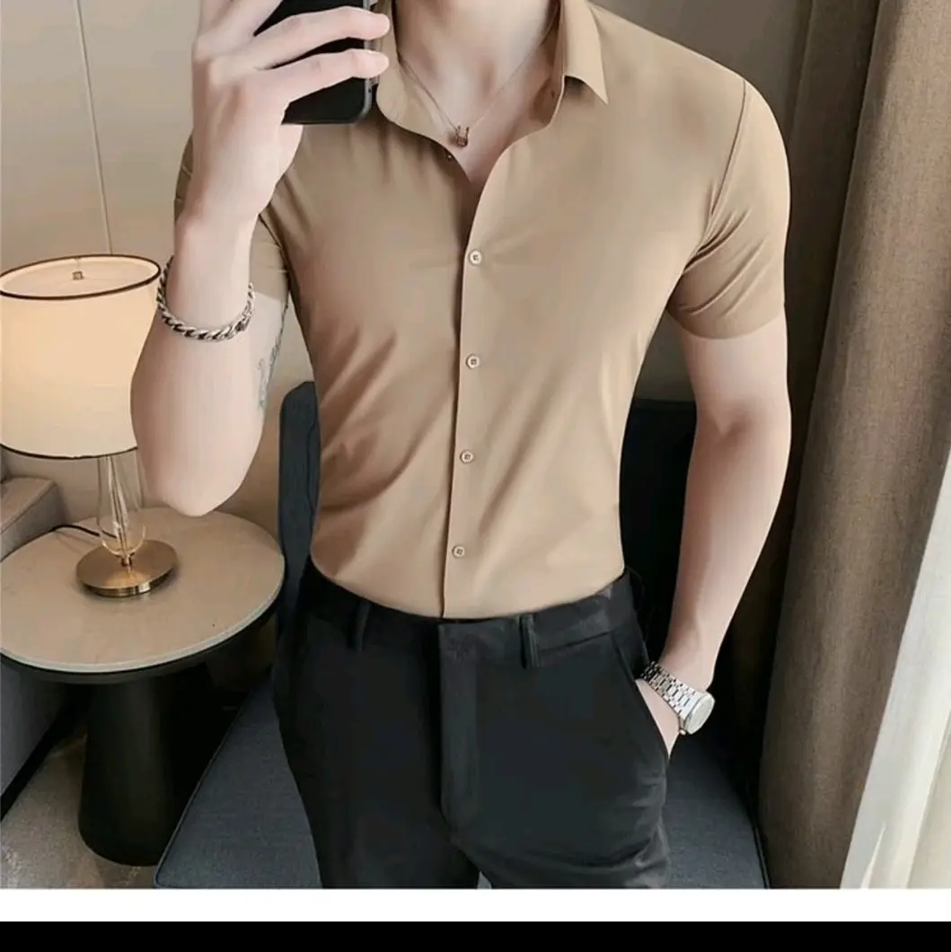 áo sơ mi, tay ngắn, chất  liệu  lua ,form body  Menswear Nam
