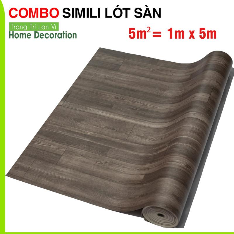 Thảm trải sàn simili lót sàn (combo 5m2) thảm decor phòng, thảm lót sàn nhựa màu xám đen khổ 1m x 5m