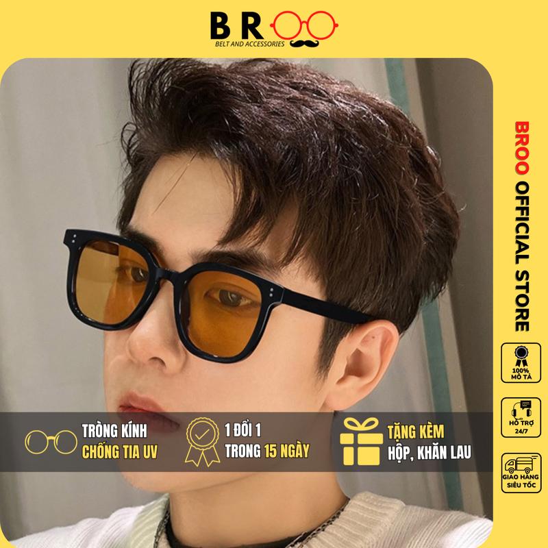 Kính mát nam nữ BROO mắt vuông màu vàng cao cấp, kính râm thiết kế 2 chấm nhiều tone màu đẹp Mắt Kính Kính Mắt