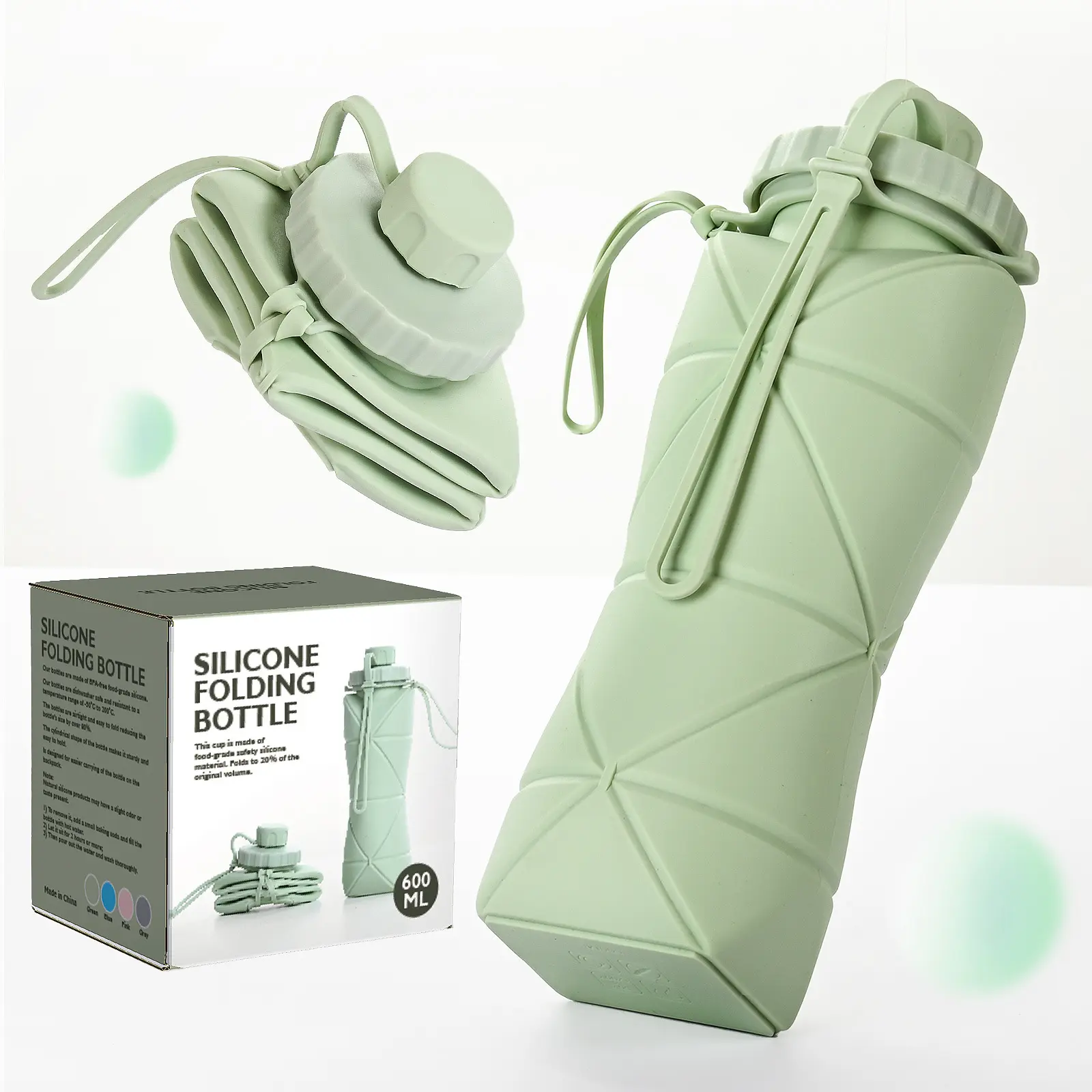 Large capacity outdoor travel sports folding bottle Portable silicone water cup high temperature food grade telescopic folding cup Drinkware Water Bottles